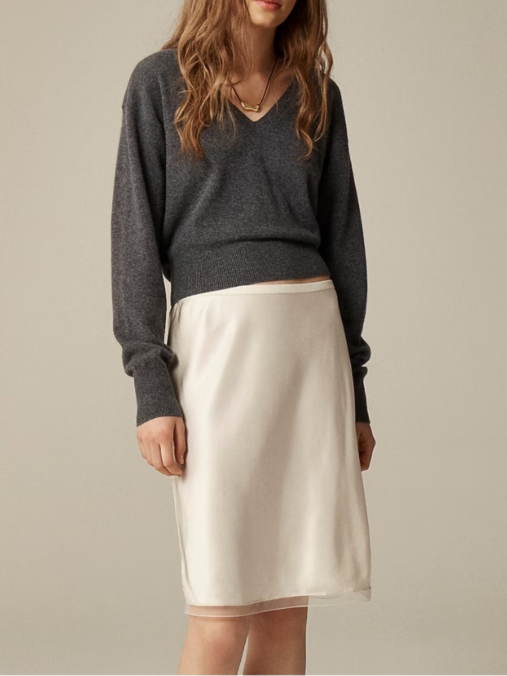J. Crew ʼ90s- inspired viscose knee length slip skirt with a elastic band